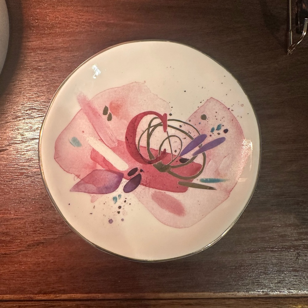 Anthropologie Emily Jeffords Watercolor C Trinket Plate